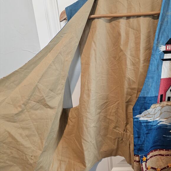 Vintage Handmade Sailing Vest Women 2X Blue Patchwork Cottage Lighthouse Ocean - Picture 6 of 9